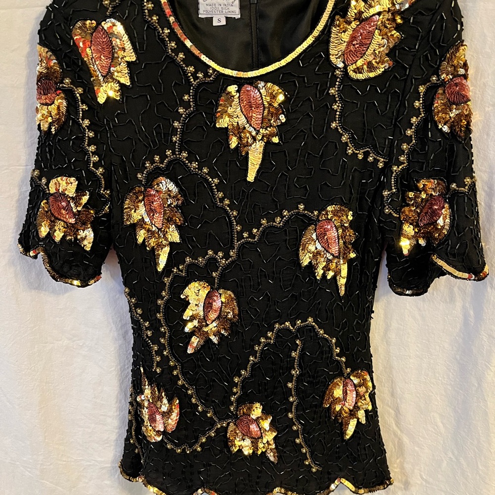 Embellished Black and Gold Women's Top